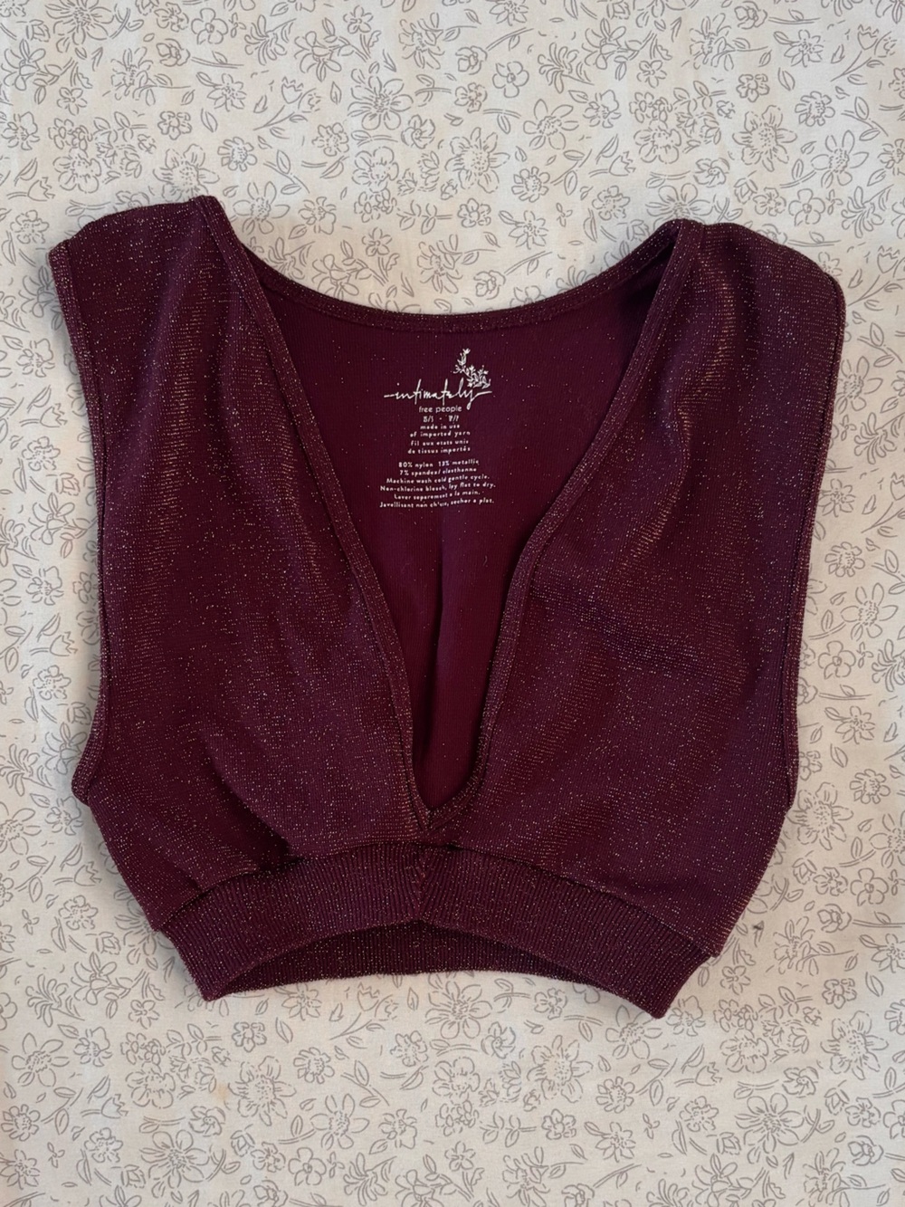 Free People Metallic Plum Crop Top